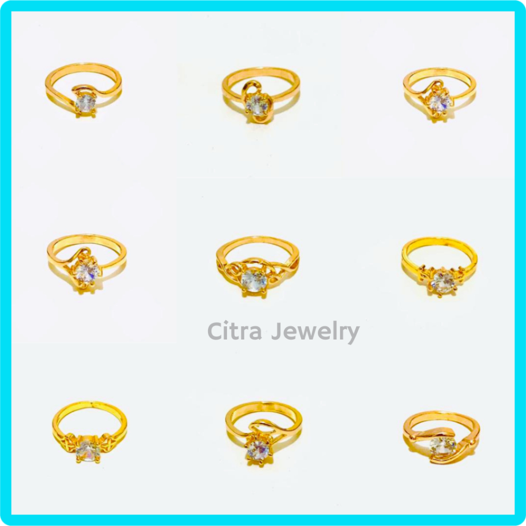 Cincin Titanium Wanita Emas Muda Anti Karat Asli Emas Berlian Perhiasan / Cincin Titanium Anti Karat