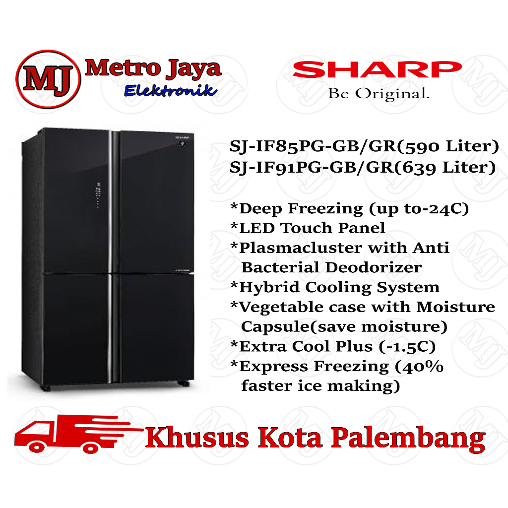 KULKAS SIDE BY SIDE SHARP 4 PINTU SJ-IF85PG-GB/GR SJIF 85 PG GLASS