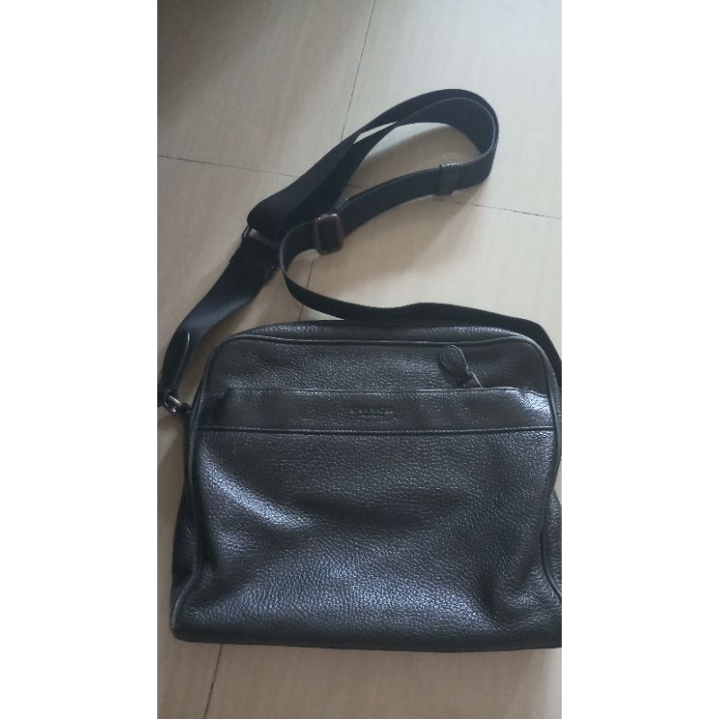 Tas coach cowok ori hitam full leather