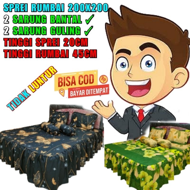 SPREI RUMBAI JUMBO 200X200 BANYAK PILIHAN WARNA