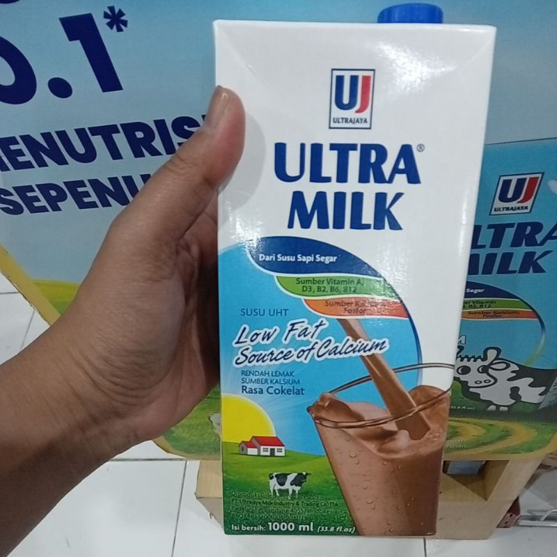 

Ultra Milk 1000ml Minuman UHT Low Fat Coklat , Low Fat Plain