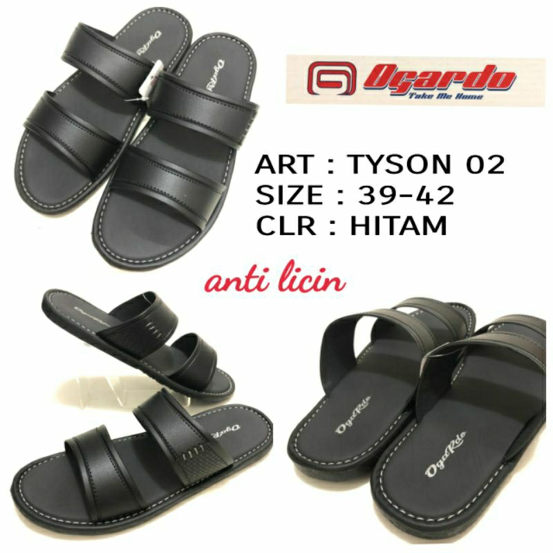 Sandal Selop Pria Dewasa Ban 2 Original Ogardo Tyson 02 Size 39-42 Hitam Sendal Selop Termurah