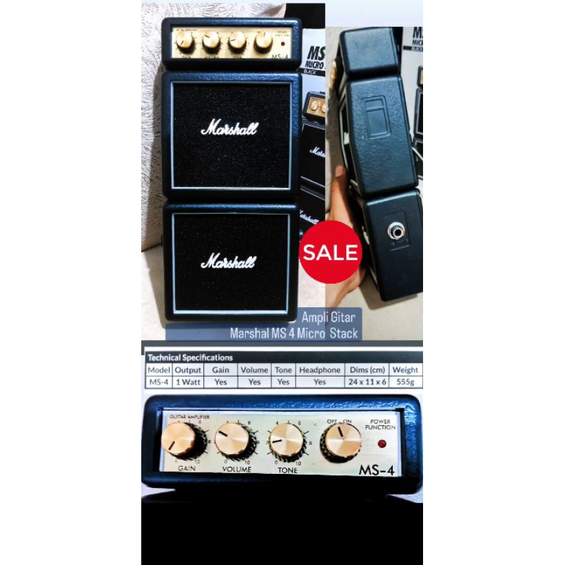 Ampli gitar, sound gitar marshal MS - 4 Micro Stack