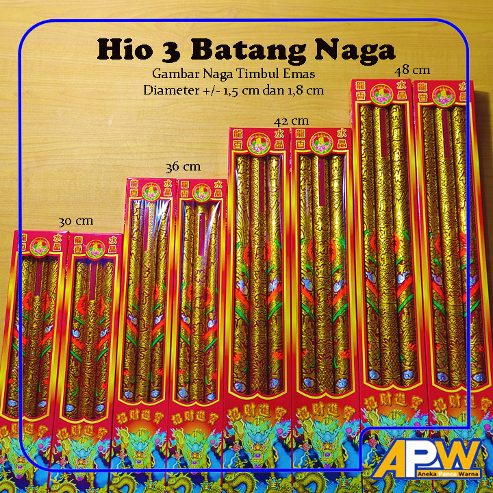 Dupa / Hio Naga Imlek 3 Batang Gambar Naga Emas Timbul