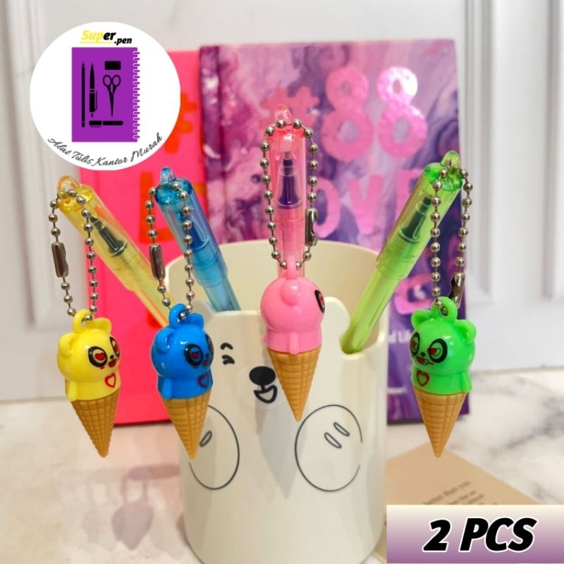 

2 PCS PULPEN BERUANG ES KRIM BOLPEN GANTUNGAN ICE CREAM PEN KARAKTER HEWAN PERLENGKAPAN ALAT TULIS KANTOR DAN SEKOLAH SUPER MURAH