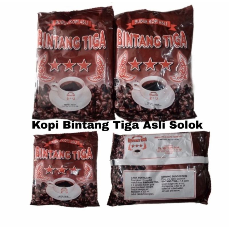 

KOPI BUBUK BINTANG TIGA ASLIS SOLOK SUMATERA BARAT ISI 125 GRAM