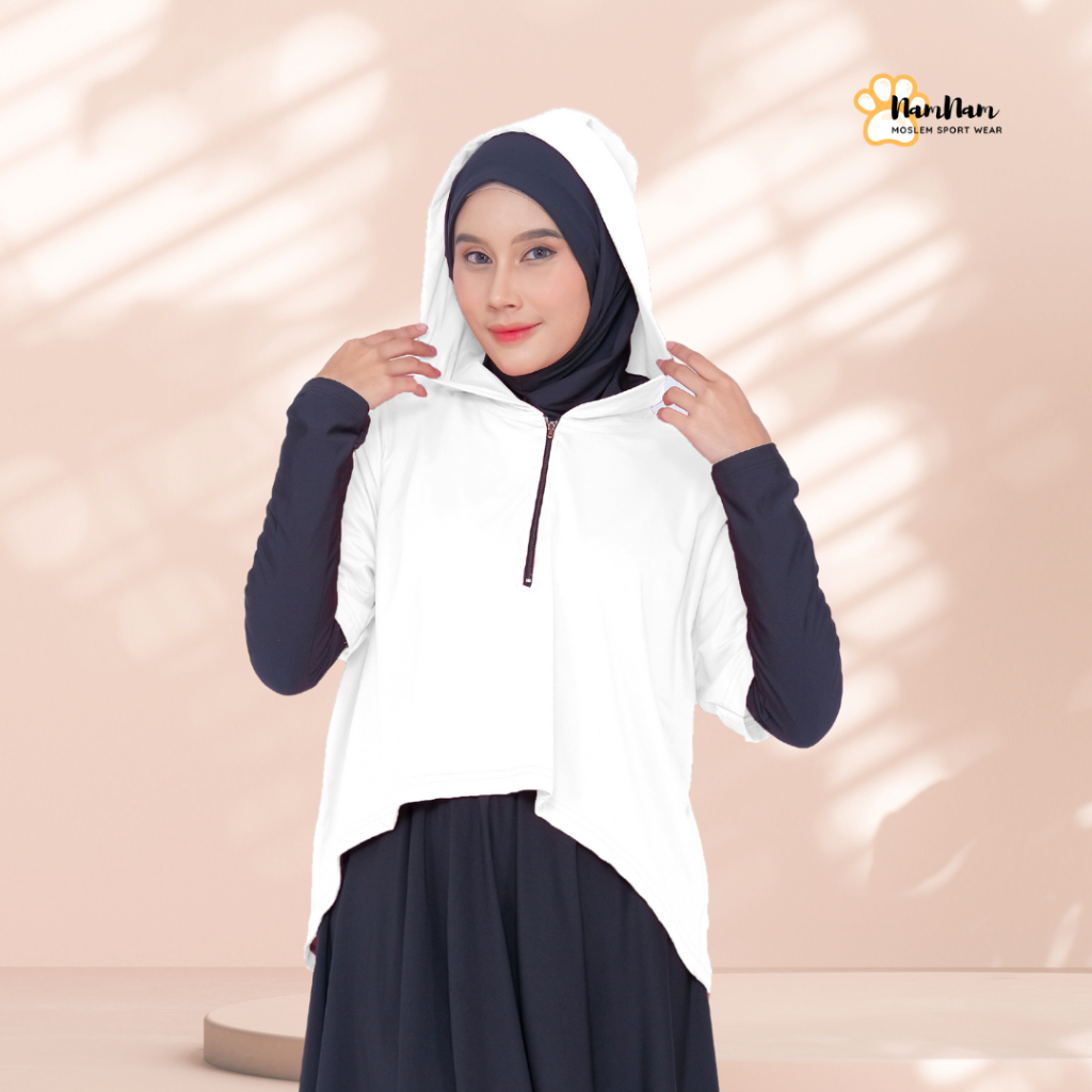 Asymmetric Hoodie Olahraga croptop Wanita Muslim