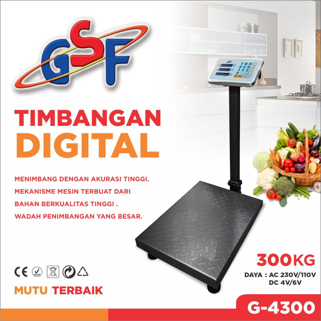 Timbangan duduk digital kapasitas 300KG / elektrik platform scale - Timbangan 300KG