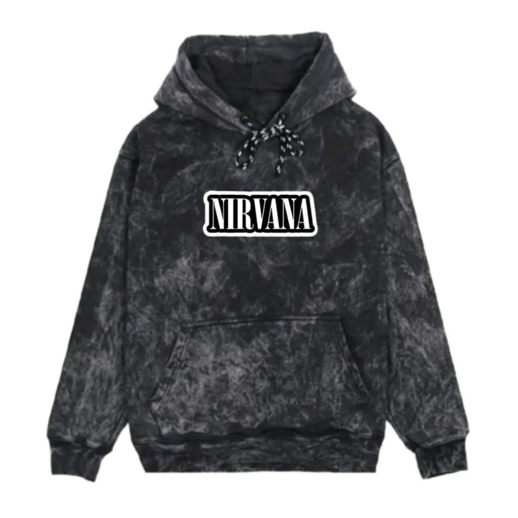 Bisa Byar Ditempat ( COD ) Jaket Pria Wanita Hoodie Oblong Black Washing Nirvana Premium Original