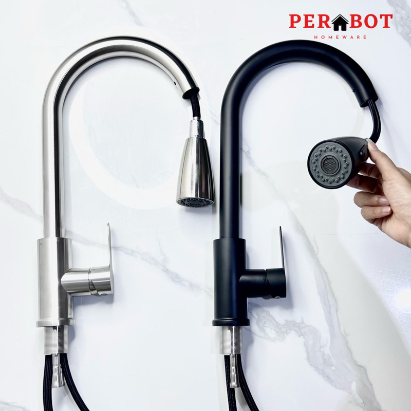 Kran Angsa Kepala Tarik / Keran Cuci Piring Tarik Air Panas Dingin