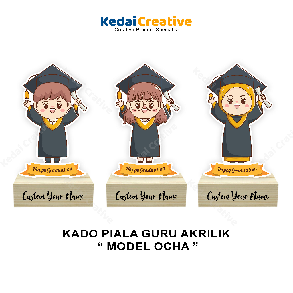 Kedai Creative Piala Plakat Akrilik Model Ocha Kado dan Souvenir Guru Teman Tebal Akrilik 2mm Premiu