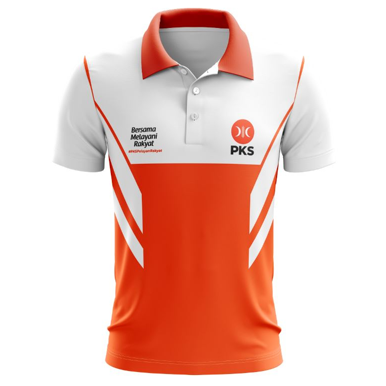 Baju Kaos Polo PKS Ikhwan & Akhwat Logo Baru/ Baju PKS/ Berkerah Fullprint / Baju Polo Partai PKS