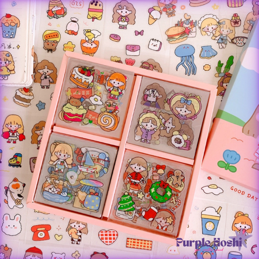 

Purple Hoshi Sticker Set MOMO Sauce 25 Lembar Karakter Cute Lucu DIY Stiker Buku Jurnal Scrapbook PHS016
