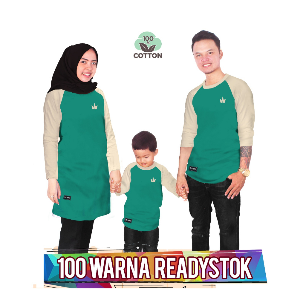 RAGLAN TOSCA CREAM Baju Kaos Keluarga couple anak laki laki perempuan ibu ayah ada ukuran jumbo