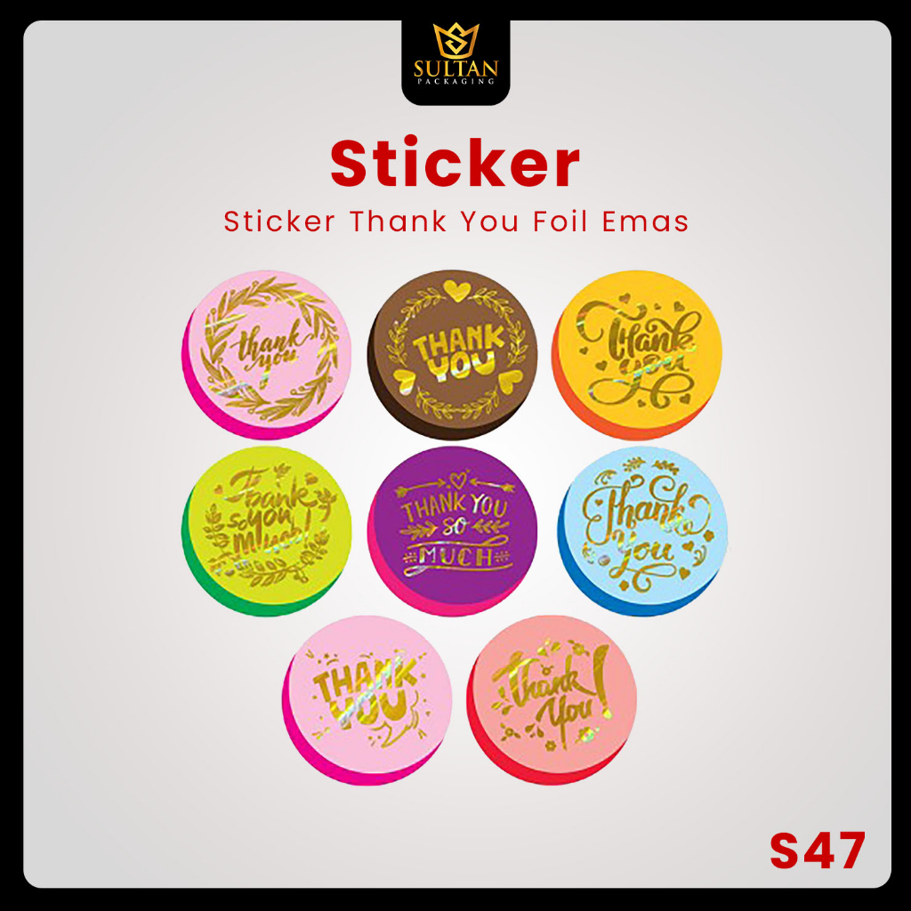 

Sticker - Sticker Thank You Foil Emas - Sticker Ucapan Terima Kasih Isi 20 pcs - S47