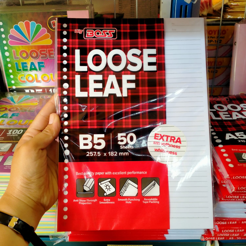 

Kertas Binder/ Loose Leaf B5 50 Big Boss (1 Pak isi 50 Lbr)