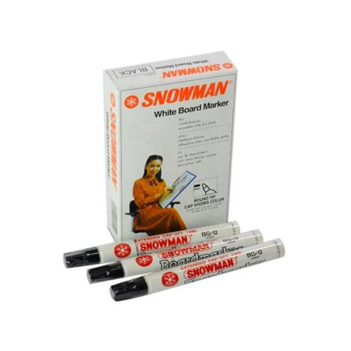 

SPIDOL PAPAN TULIS SNOWMAN WB BG-12 BK /PAK (ISI 12)