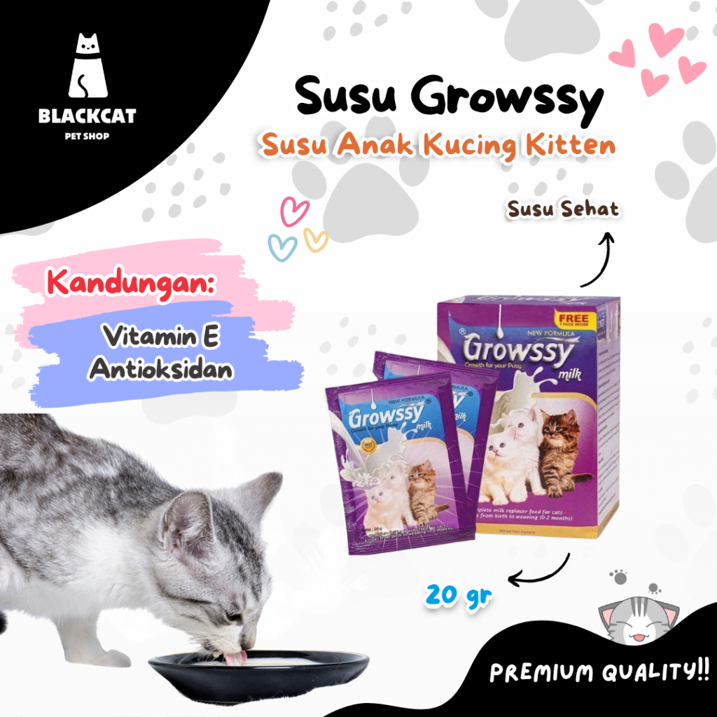 BLACKCAT - Susu Kucing Growssy Kitten / Susu Anak Kucing Bayi Kucing Kitten Sachet 20g
