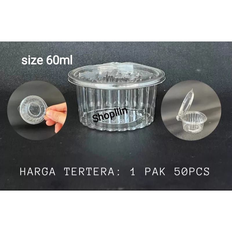 ( 50pcs ) TEBAL Cup Mika Puding 60ml 70ml 100ml NS / Cup Agar Bening / Cup Sambal Bening / Wadah Aga