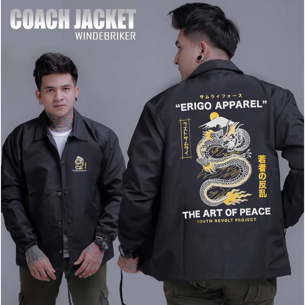 Bisa COD size jumbo M-XXL jaket coach pria DISTRO ERG APPAREL varsity pria baseball jacket sukajan v
