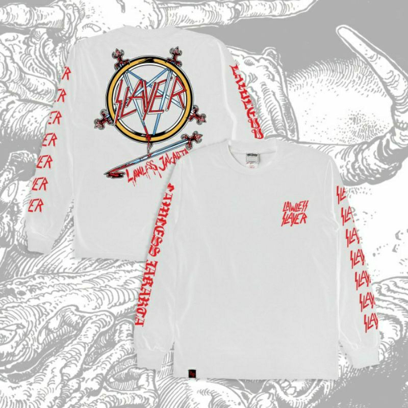 Lawless x Slayer Pentagram Logo Long Sleeve White 