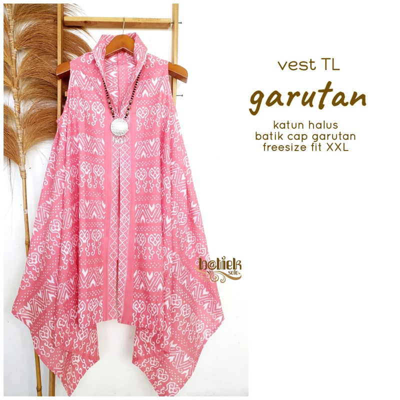 Atasan Vest Outer Rompi Batik Tanpa Lengan Garutan