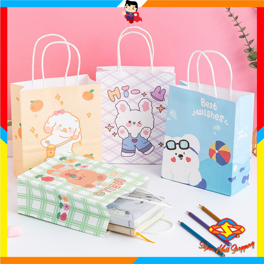

SMS Paperbag Karakter Kartun Beruang Lucu Goodie Bag Motif Rabbit & Bear Tas Jinjing Serbaguna Bingkisan Hadiah Hampers Ulang Tahun Anak Kotak Souvenir Kantong Tentengan Bingkisan Paper Bag Kertas Mini Lucu Aesthetic Import