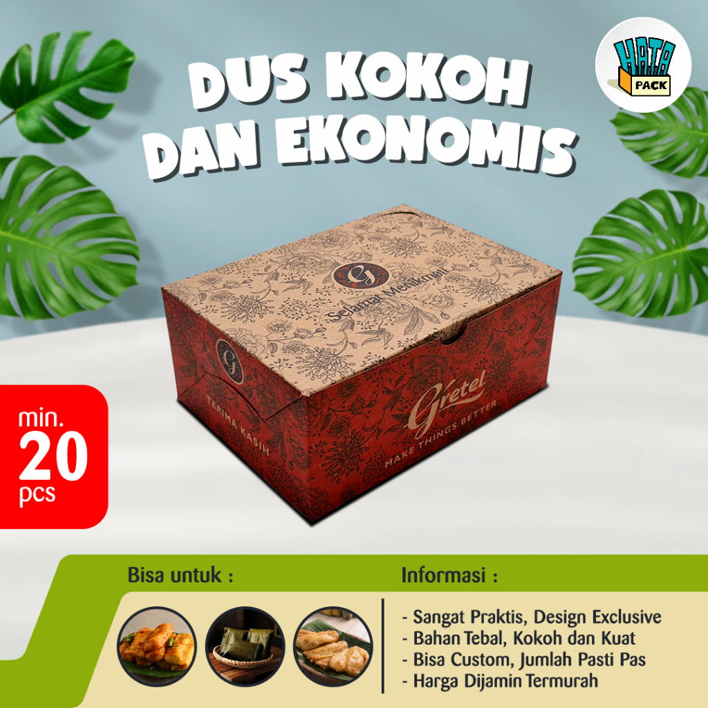 Dus Snack Box Kraft / Dus Kue Gretel Brown Ukuran 12 x 16 cm / Box Kue Hansel Palembang