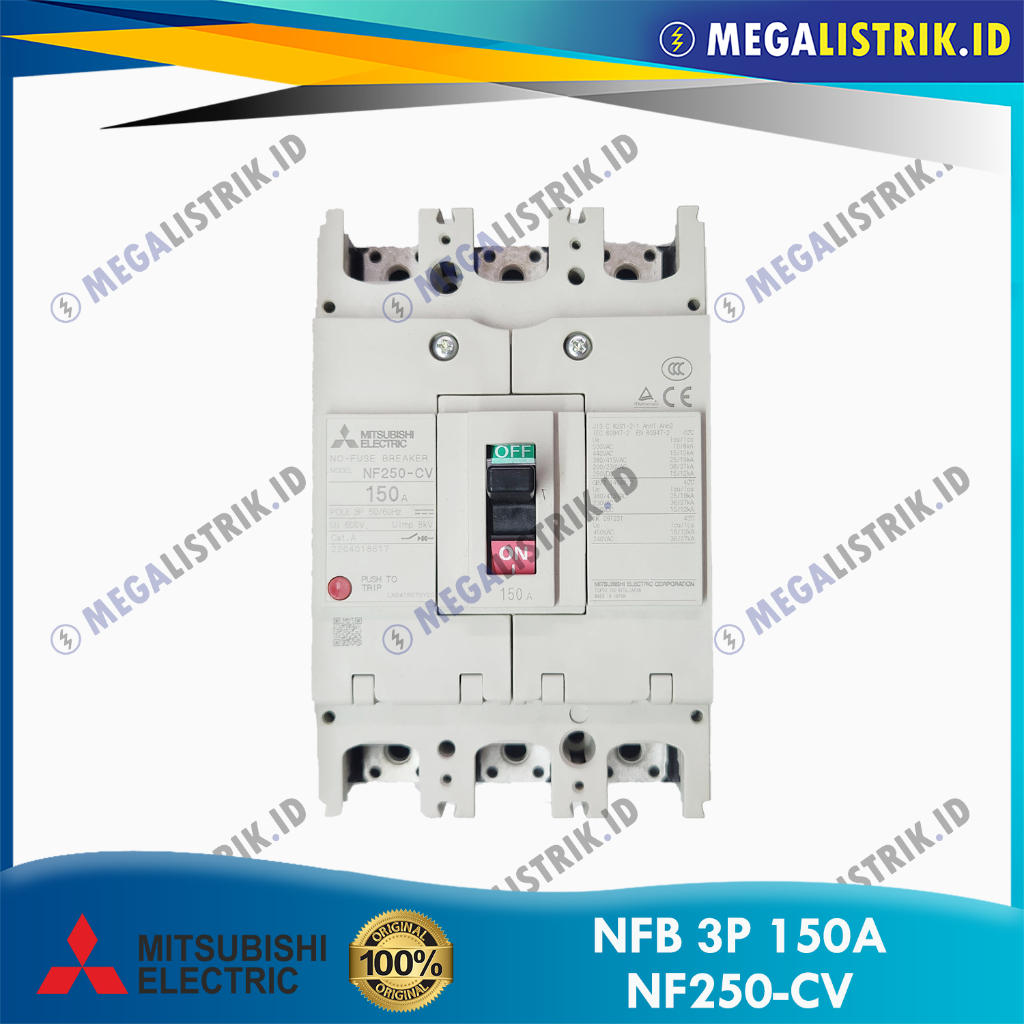 MITSUBISHI NFB 3P 150A NF250-CV / MCCB / NO FUSE BREAKER NF250CV 3 PHASE 150 AMPERE