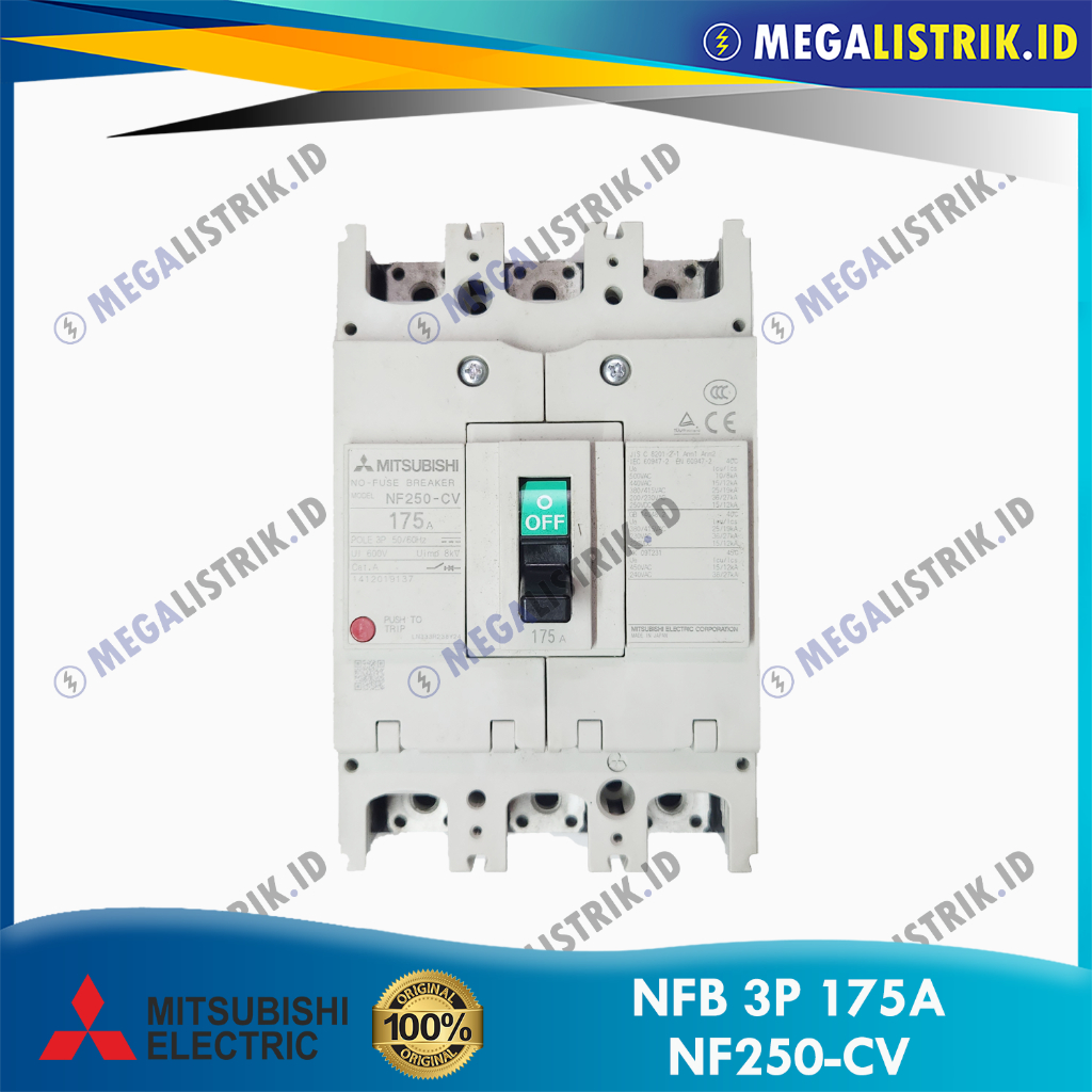 MITSUBISHI NFB 3P 175A NF250-CV / MCCB / NO FUSE BREAKER NF250CV 3 PHASE 175 AMPERE
