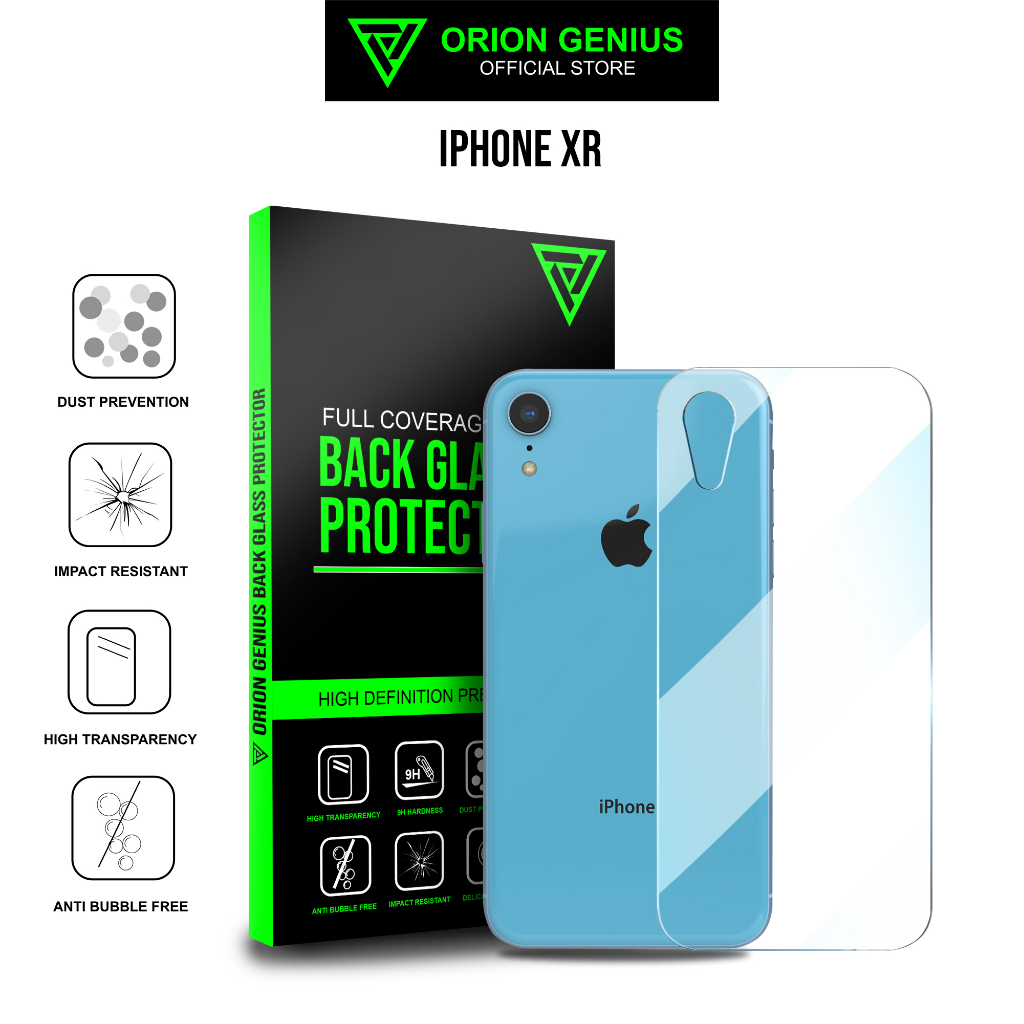 Orion Genius Anti Gores Belakang iPhone Back Tempered Glass for iPhone XR Clear 9H Premium Full Cove