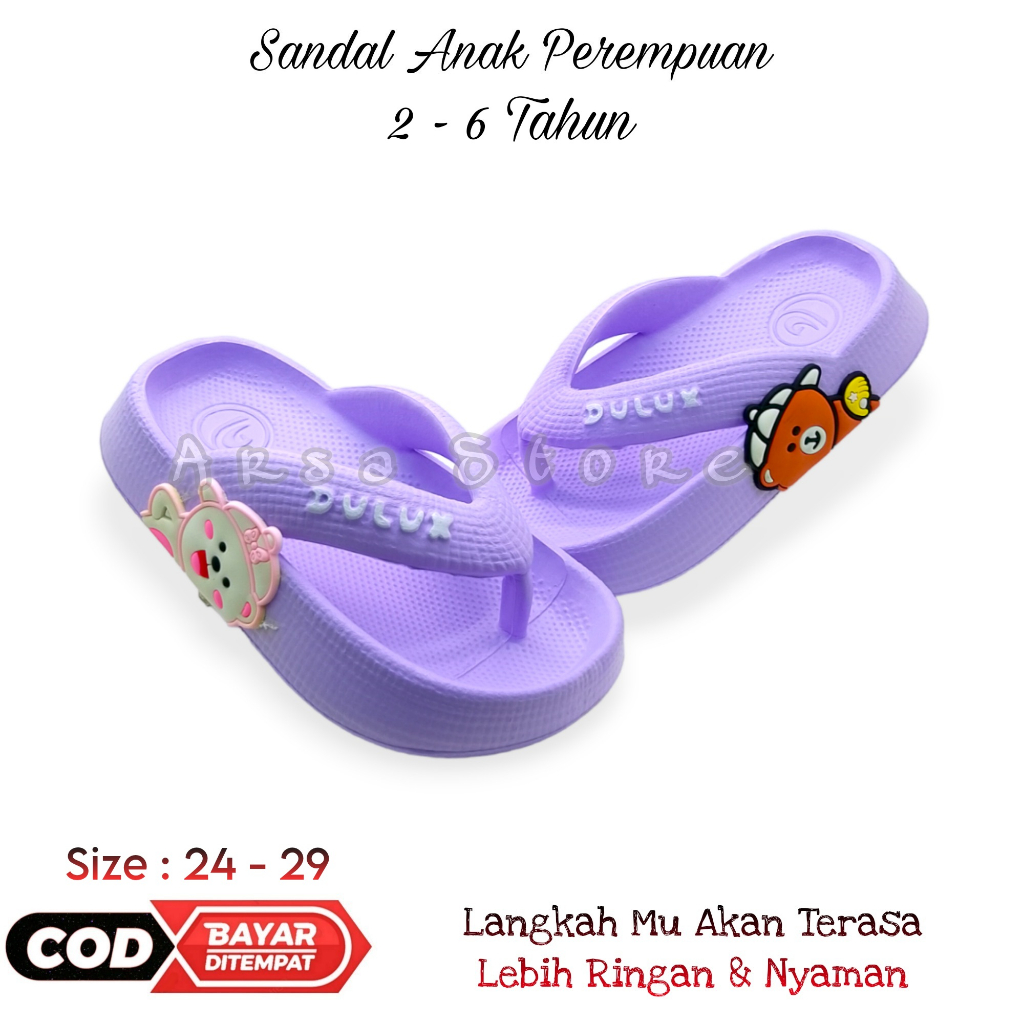 Sendal Jepit Lucu Anak Perempuan Karakter Bear / Sandal Capit Anak Cewek Umur 3 4 5 6 Tahun