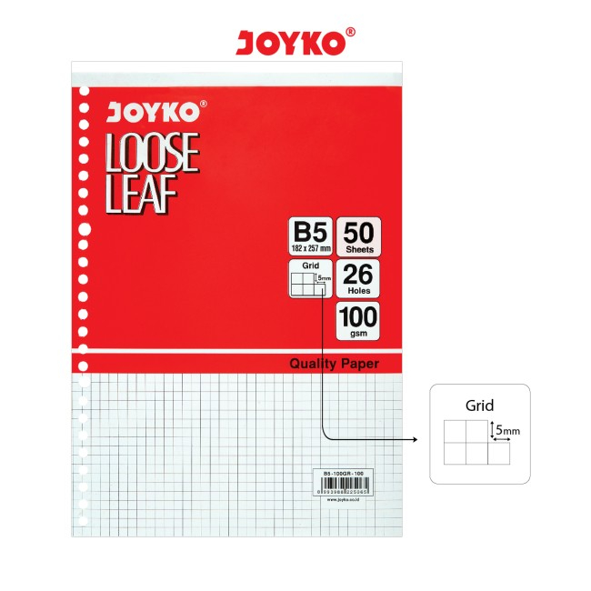 

LOOSE LEAF GRID B5 / REFILL BINDER B5-100GR-100 JOYKO (PACK)