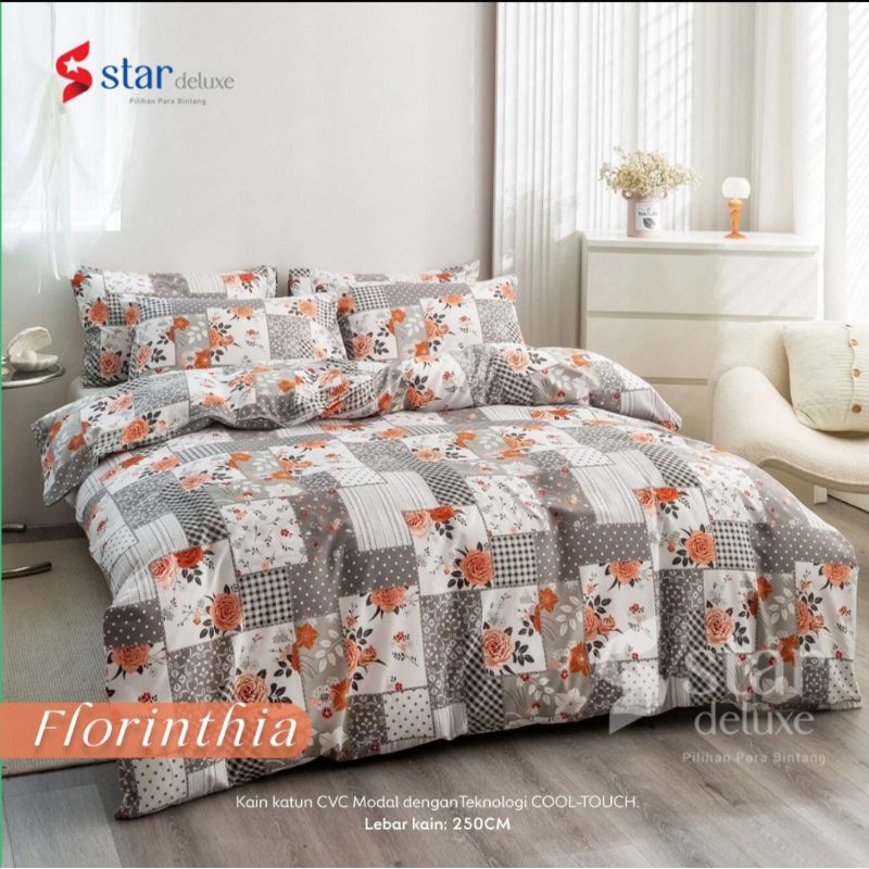 Sprei Katun Lokal Premium Homemade / Sprei Motif Florinthia Katun Star Terbaru / Sprei Putih / Sprei