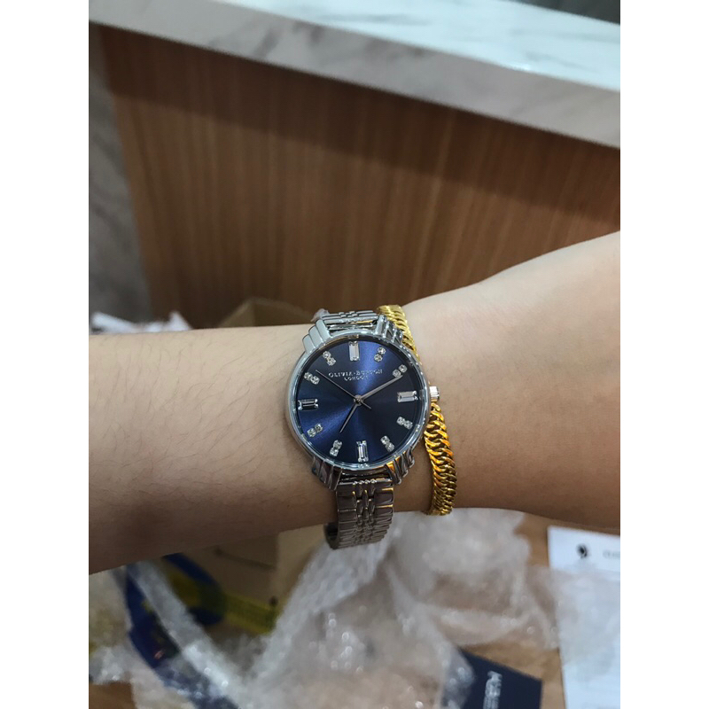 [PRELOVED] Olivia Burton Art Deco Blue & Silver Bracelet Watch