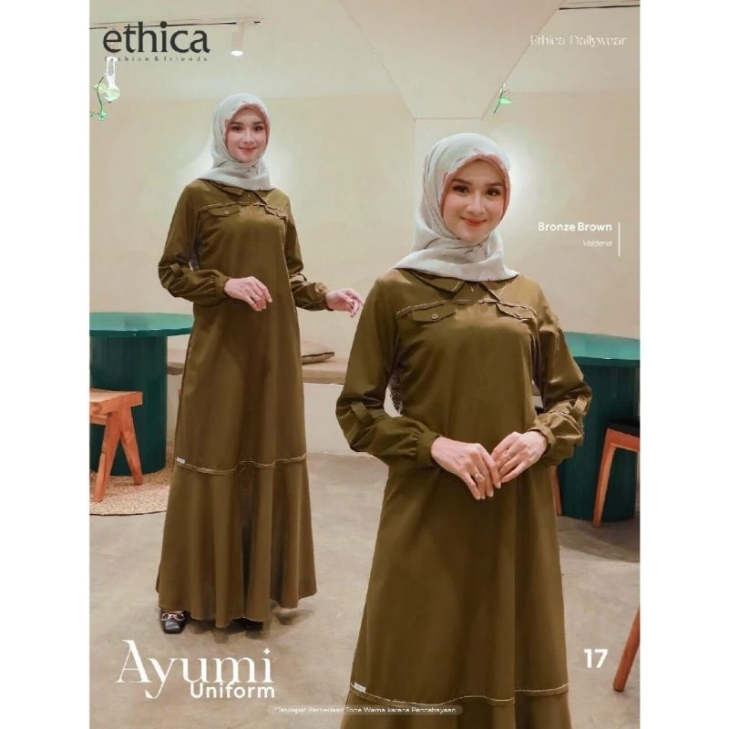 Gamis Wanita || Gamis muslimah warna emas || Ayumi Uniform 17 Bronze Brown