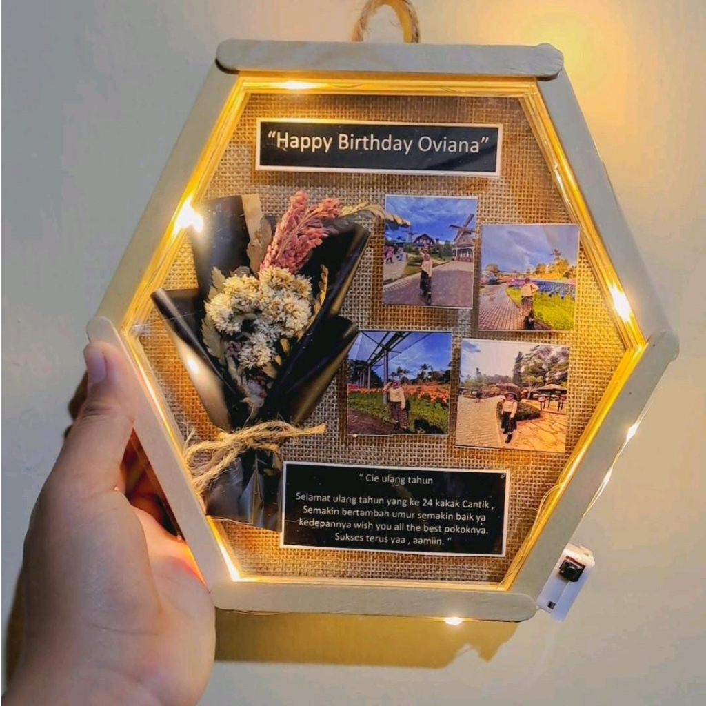 kado frame hexagonal cewek cowok murah unik