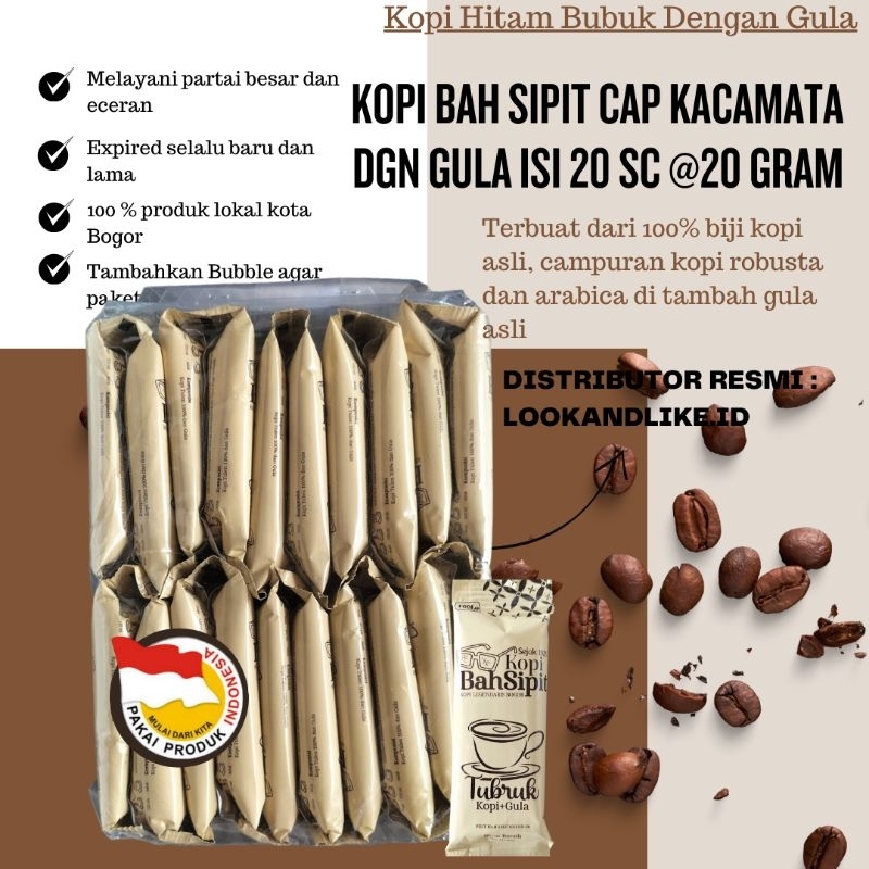

NG KOPI PLUS GULA Bah Sipit Isi 20 Sachet x 20 Gram Kopi Legendaris Bogor Halal Enak dan Harum