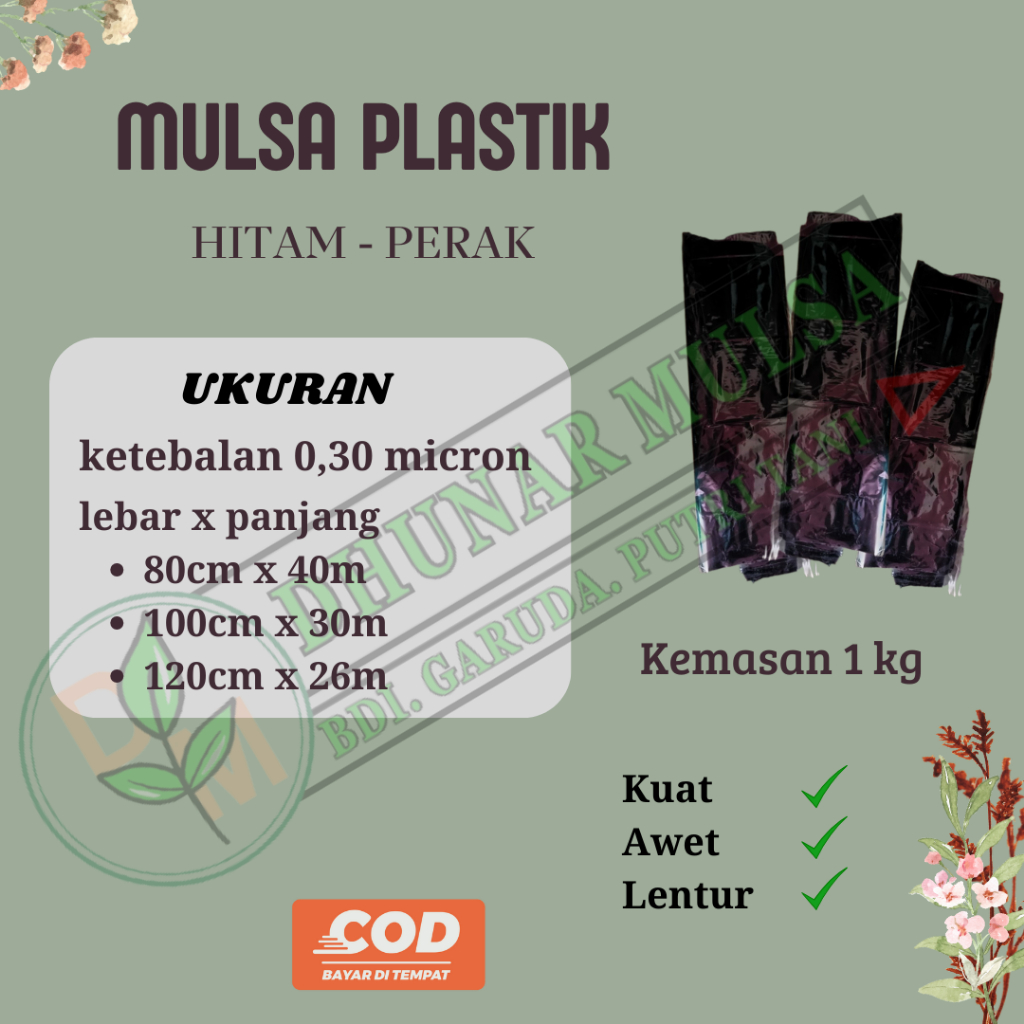 MULSA PLASTIK KILOAN/ MULSA HITAM PERAK ECER 1 KG