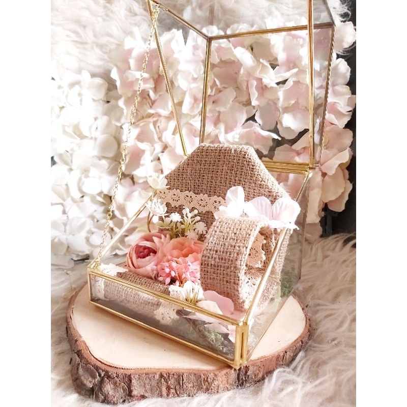 kotak mahar cincin kalung gelang seserahan pernikahan wedding tunangan emas terarium box kaca murah