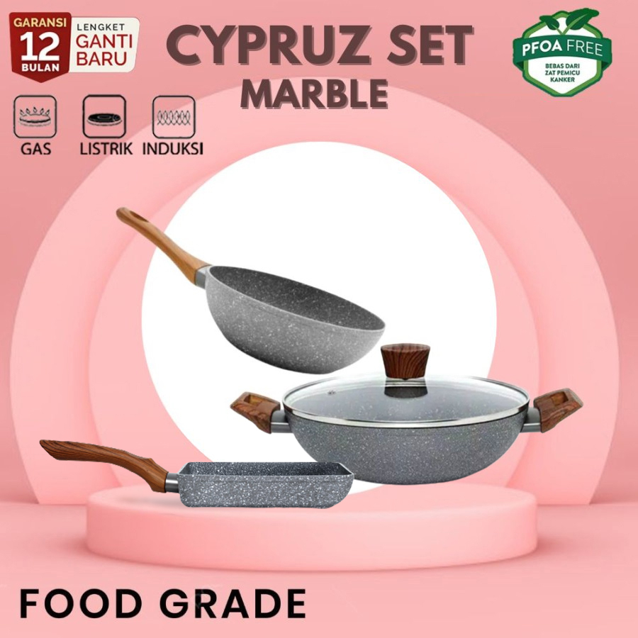 Cypruz Cyprus Pan Set Marble Induksi FP0643 Wok Pan FP0642 FP0647