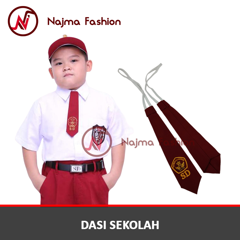 N341-2PCS Dasi Sekolah Motif Bordir Bahan Famatex/Dasi Sekolah SD SMP SMA
