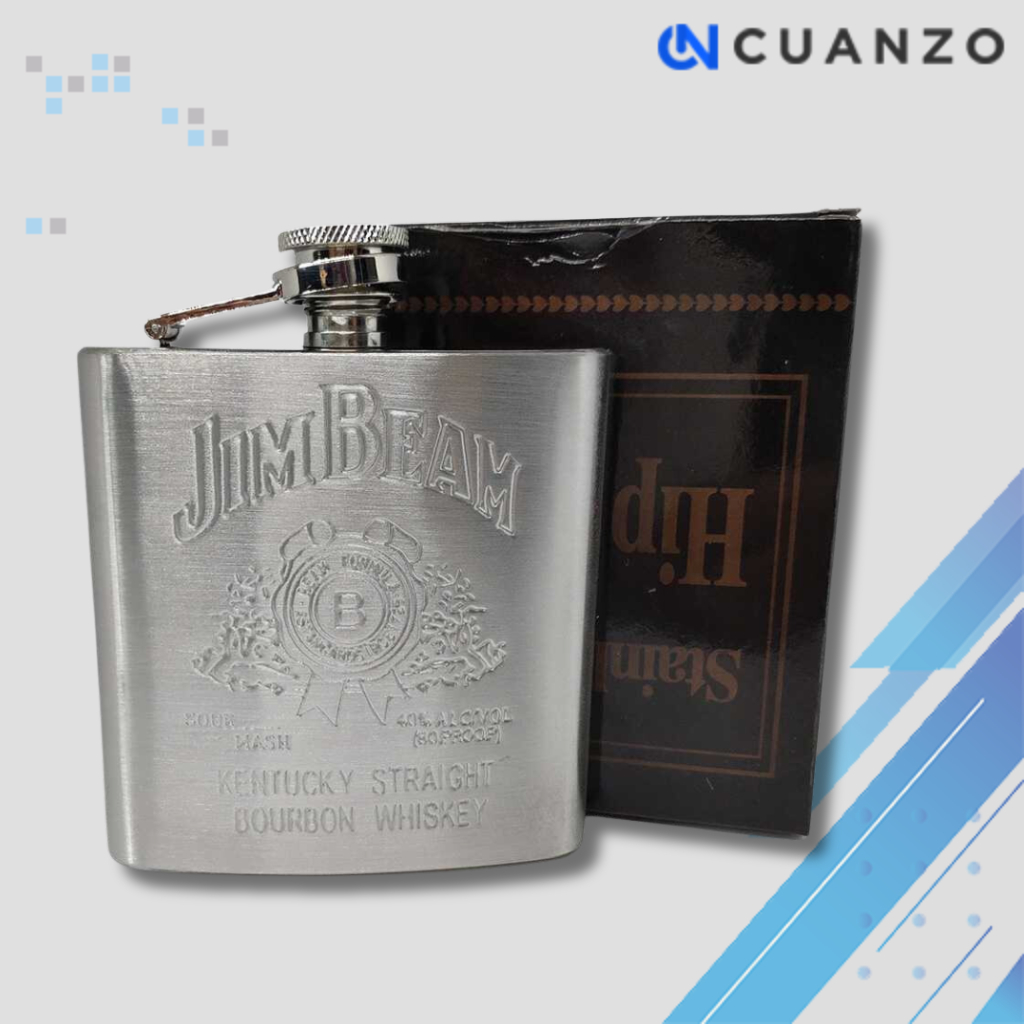 Botol Minum Gepeng Stainless Steel Wine Whiskey Hip Flask 7 oz / Wadah Tempat Botol Minuman Wisky Wi