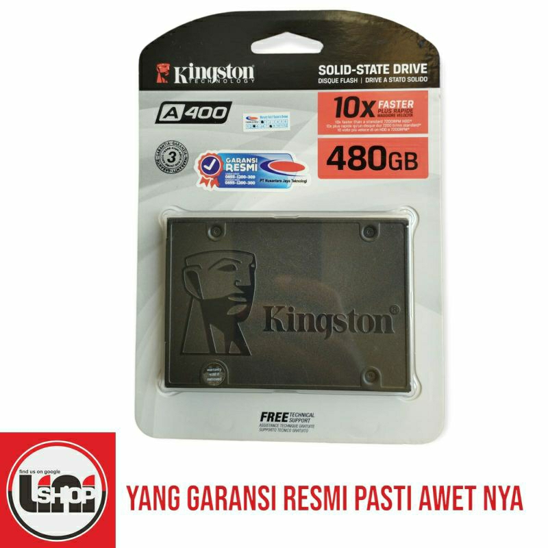 SSD KINGSTON A400 480GB SATA 3 Pengganti Hardisk sata 2,5 inch laptop setara SSD 512GB