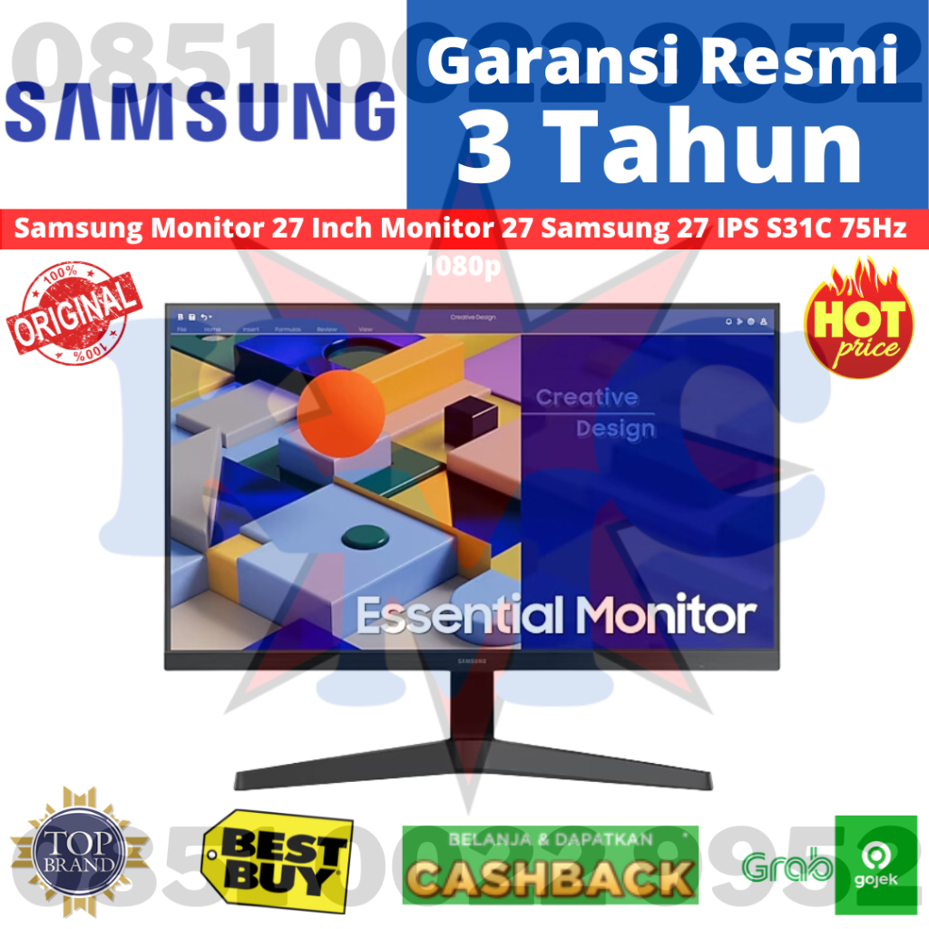 Samsung Monitor 27 Inch Monitor 27 Samsung 27 IPS S31C 75Hz 1080p FreeSync
