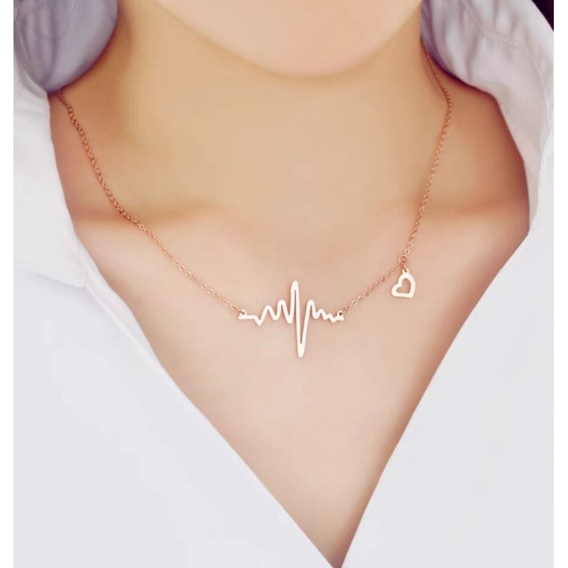 Kalung Titanium Detak Love  Premium | Titanium AntiKarat  Premium Kalung Detak Jantung