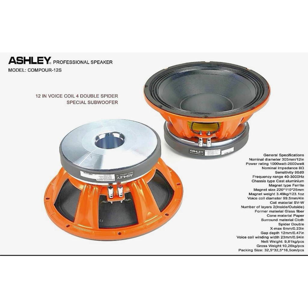 Speaker ASHLEY 12 inch COMPOUR-12S Original