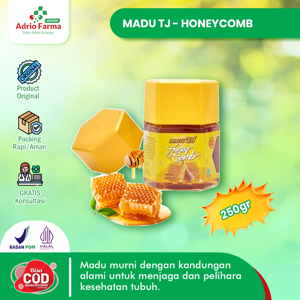 

Madu TJ - HONEY COMB Botol @ 250 g - Madu untuk Daya Tahan Tubuh - Ekstrak Beepollen