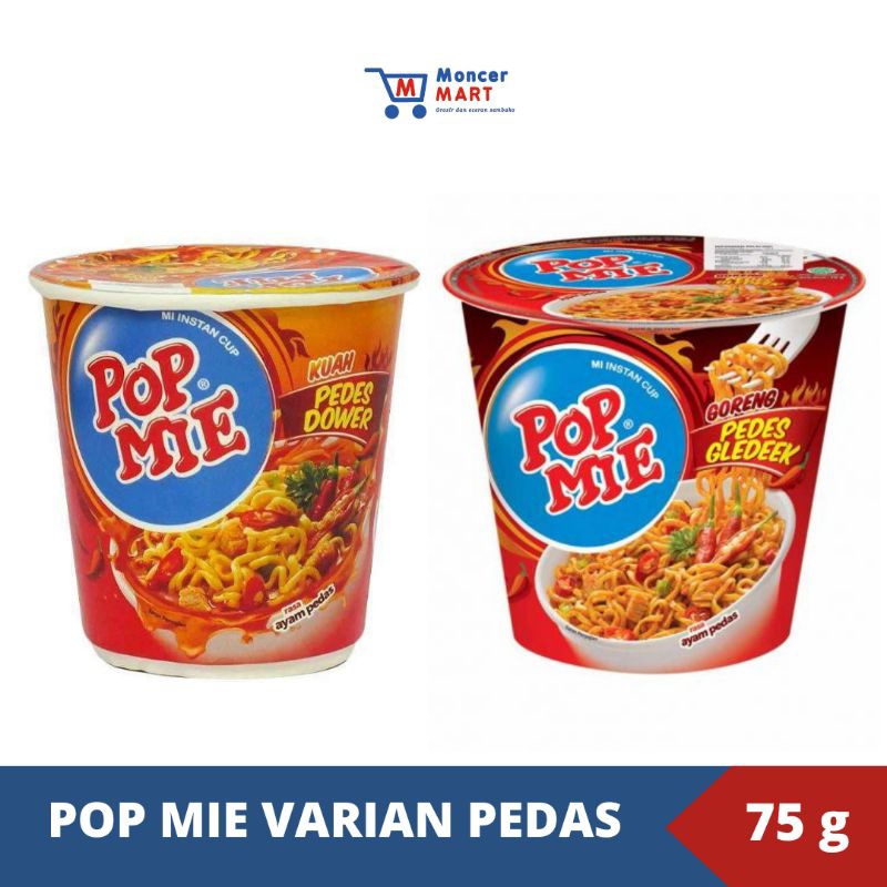 

Pop Mie Cup Varian Pedas 75 g | Pop Mie Kuah Pedas Dower | Pop Mie Goreng Pedes Gledek