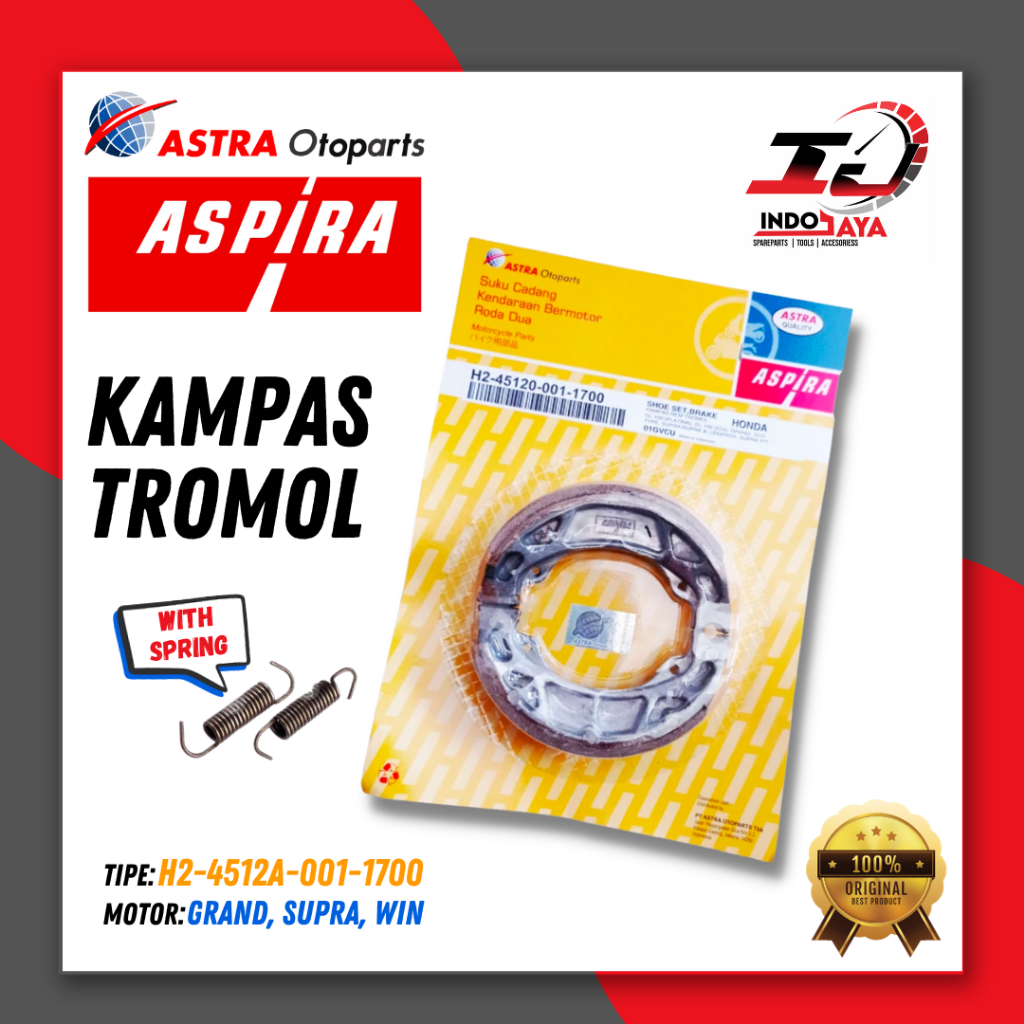 [BAYAR DI TEMPAT] ASPIRA KAMPAS TROMOL REM BELAKANG (TROMOL + PER) GRAND / SUPRA / WIN / BRAKE SHOE 